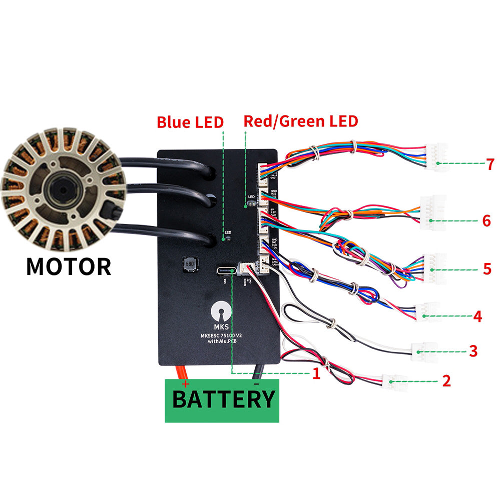 FRC VESC 75100 V2 84V 100A With Alu PCB Based on VESC For Electric Skateboard/Scooter/Ebike Speed Controller